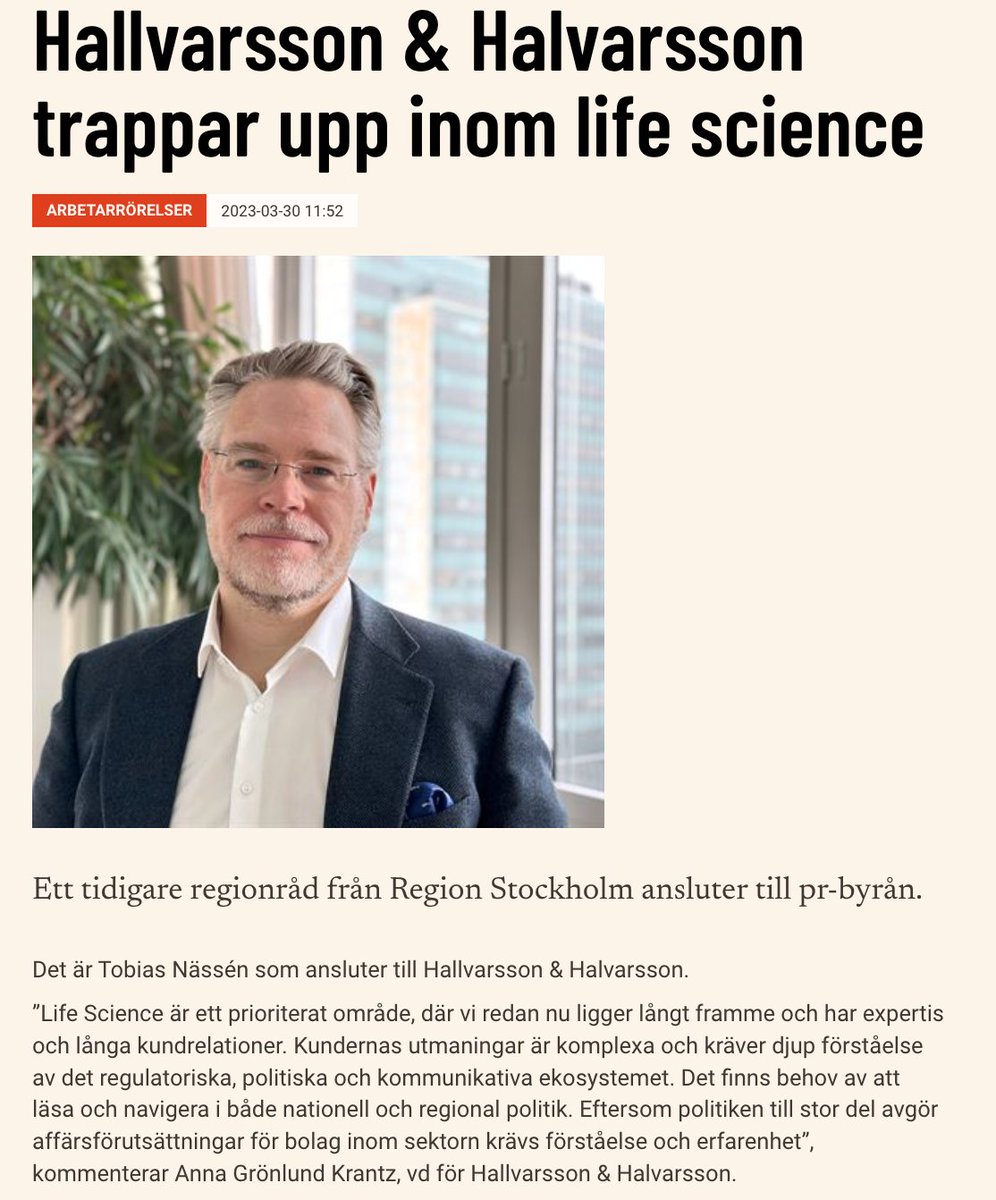Skolinkvisition's tweet photo. Välfärdslobbyist och politiker, samtidigt. Varför?

Svar: "Life Science är ett prioriterat område, där vi ligger långt framme och har expertis. Eftersom politiken till stor del avgör affärsförutsättningar för bolag inom sektorn krävs förståelse och erfarenhet” 

*ännu en tråd* https://t.co/O6DfJ4niJK
