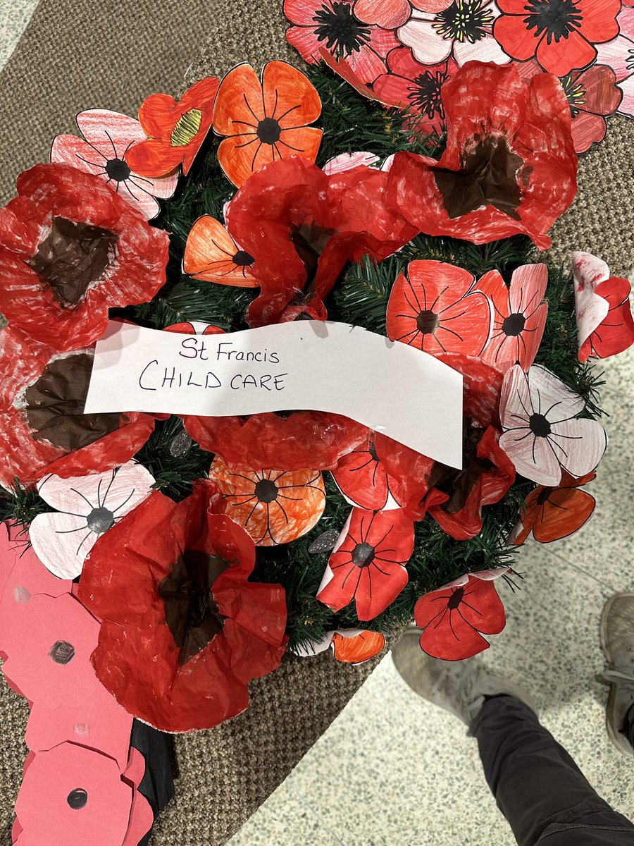 Lest we forget   Our school age groups made a wreath that was part of the school Remembrance Day celebration