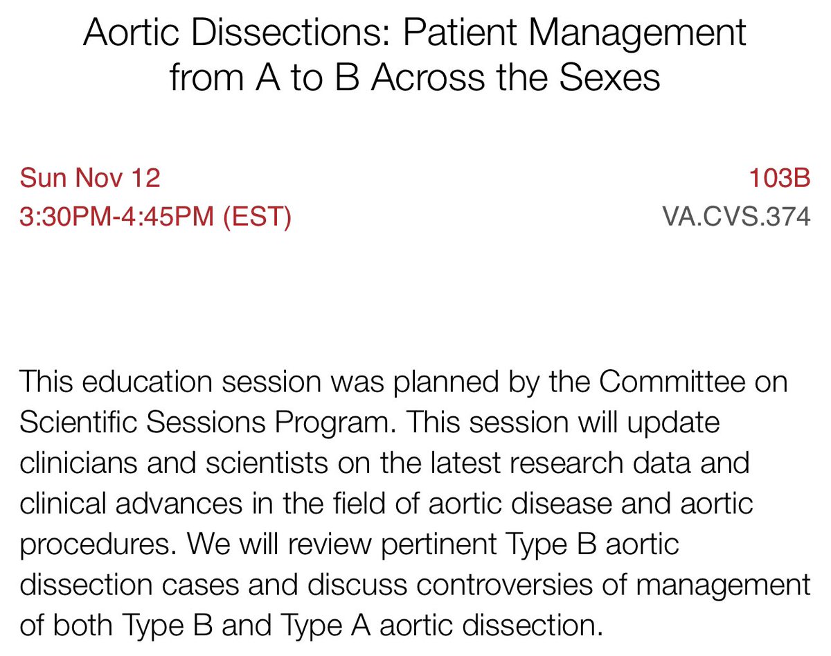 Heading to 103B for an awesome discussion on Aortic Dissections !! #AHA20203 <a href="/AHAScience/">AHA Science</a>