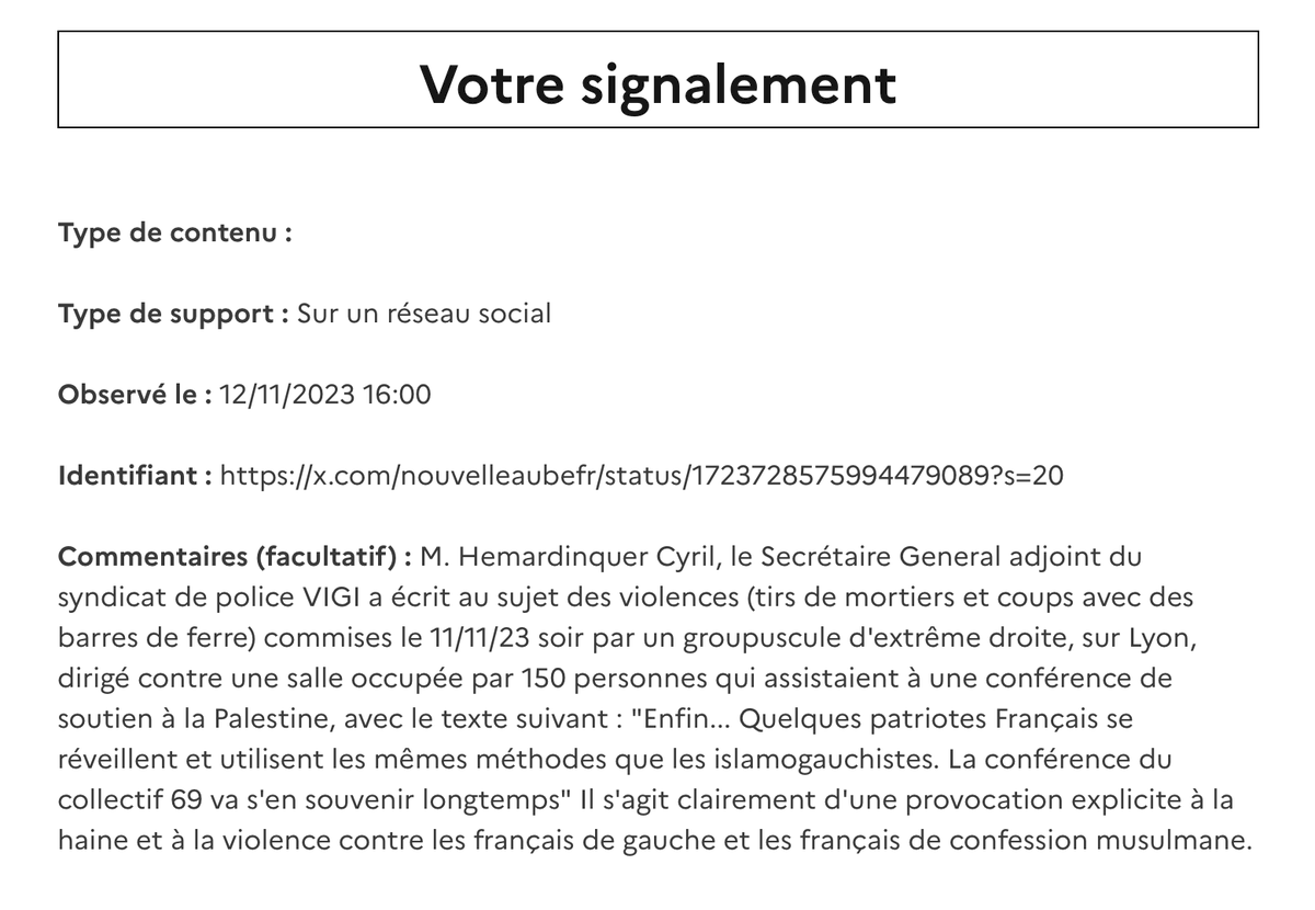 news_and_truth's tweet image. ❗️Signaler en masse sur PHAROS❗️
Je vous invite à signaler le compte Hemardinquer Cyril
(@Cyril_H_CVDL) sur twitter et Pharos.
Cette personne est policier et Secrétaire General adjoint du syndicat de police VIGI.
Pour le signalement sur PHAROS, voici les informations : 
URL :…
