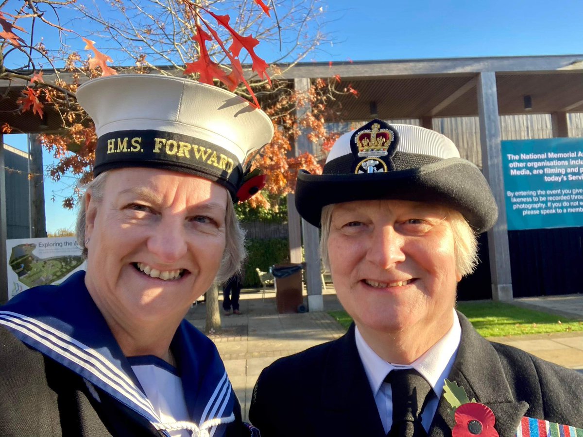 HMSForward's tweet image. Yesterday AB Zoe McGillivray-Hackett also reunited with a friend of HMS FORWARD, PO Instructor Sharon Burford (Sea Cadet Corps), while taking part in the Remembrance service at the National Memorial Arboretum, Staffordshire.
#lestweforget @RNReserve