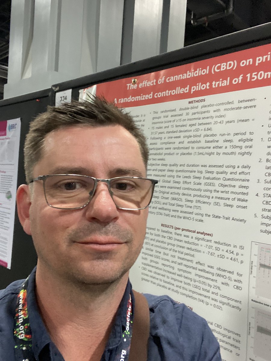 DrLukeDowney's tweet photo. Great to present on behalf of our superstar PhD student @AndreaNara55052 at #SfN23 today! Great interest our pilot study sponsored by @BrainsBio and even more in a follow-up large scale #cbd for #insomnia trial. https://t.co/EUpNnbOTqi