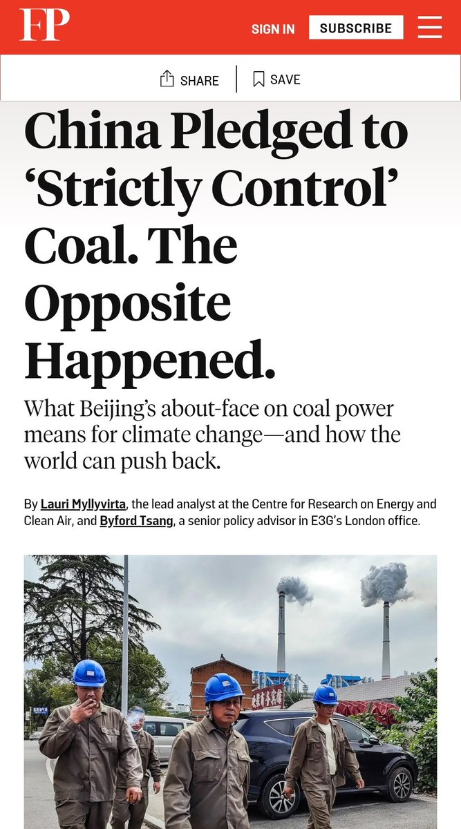 Lauri Myllyvirta (@laurimyllyvirta) on Twitter photo New from me and <a href="/byfordt/">Byford Tsang</a>: Xi Jinping pledged in 2021 to "strictly control" new coal power projects until 2025. The exact opposite happened, with permits to new coal power projects more than doubling in the following two years, compared with two years prior.
China has a history, New from me and <a href="/byfordt/">Byford Tsang</a>: Xi Jinping pledged in 2021 to "strictly control" new coal power projects until 2025. The exact opposite happened, with permits to new coal power projects more than doubling in the following two years, compared with two years prior.
China has a history,