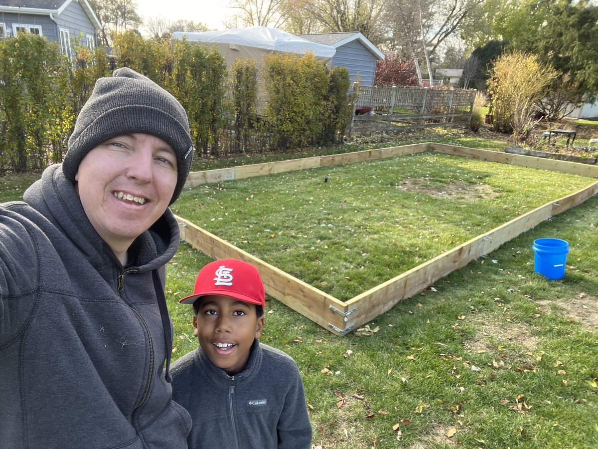 badgerhockeyfan's tweet photo. El Niño, be damned… If the weather ever gets below freezing this winter, we’ll be ready to drop the liner and flood the backyard rink. Boards are up and we’re ready in Wisconsin! #backyardrink #backyardicerink https://t.co/SVKF5tsmjv