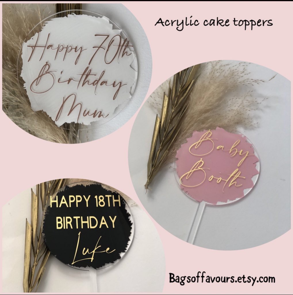 Acrylic cake toppers for any special occasion 

Bagsoffavours.Etsy.com

#UKCraftersHour #HandmadeHour #shopindie #Christmas2023 #FestiveEtsyFinds #MHHSBD  #giftideas #brumhour #CraftBizParty #ukgifthour
