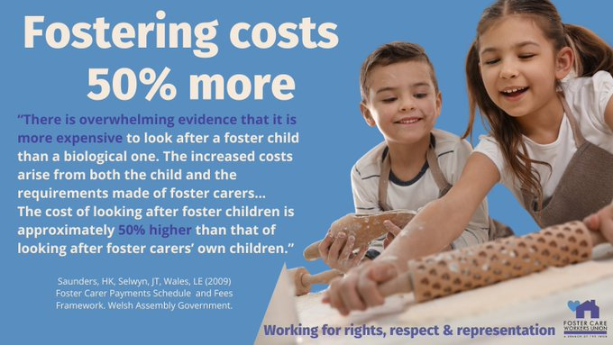 Foster Care Allowances are now clearly detached from the real-life costs experienced by foster families. Government & fostering providers need to acknowledge the 50% higher costs associated with fostering a child. #fostering #fostercare #fosteringNI #fosteringUK #joinaunion