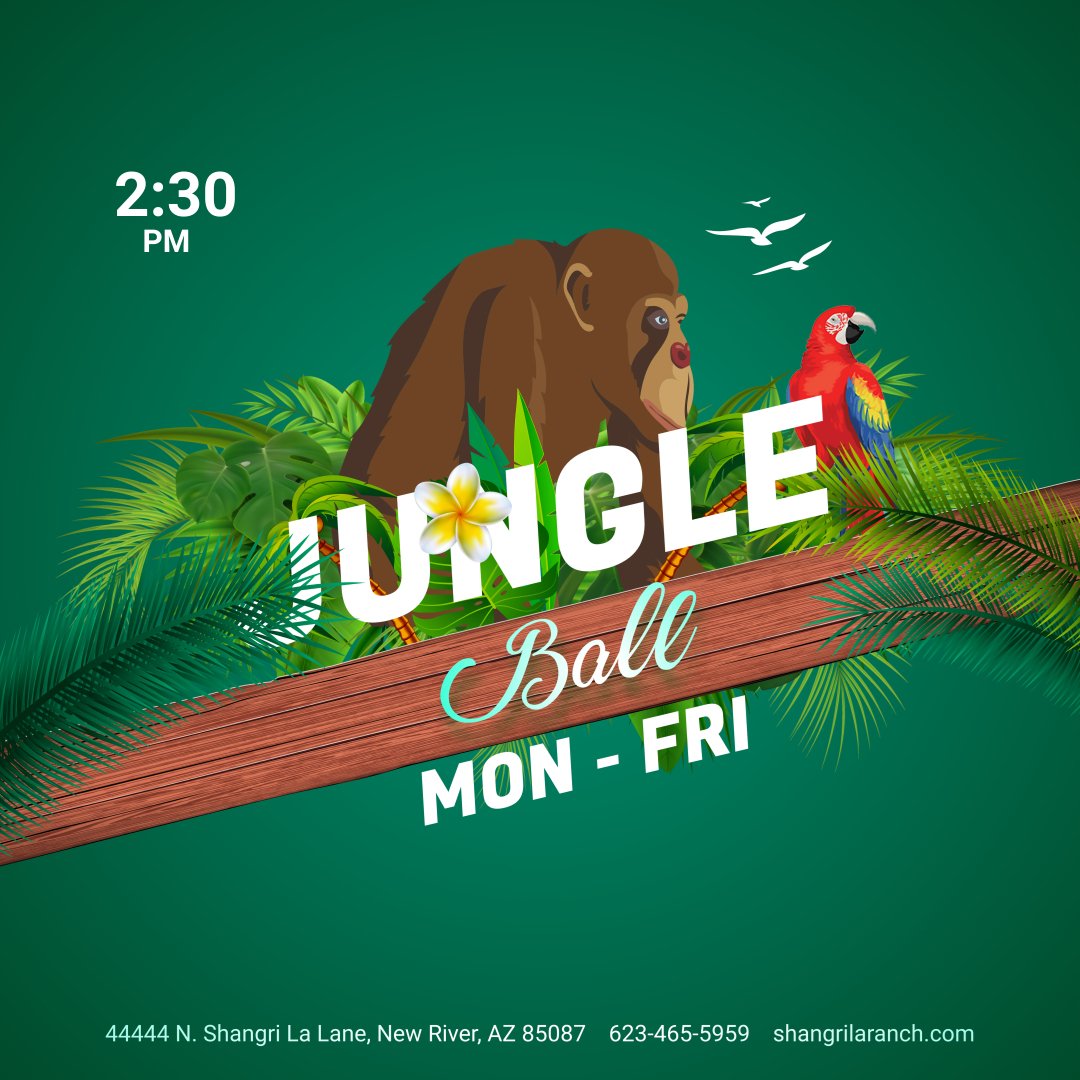 SLRNude's tweet image. 🔥 Turn up the heat with Jungle Ball at Shangri La Ranch! Let the games begin, Mon - Fri at 2:30 PM. Be there! 😎 shangrilaranch.com #GameOn #ActiveFun #JungleBall