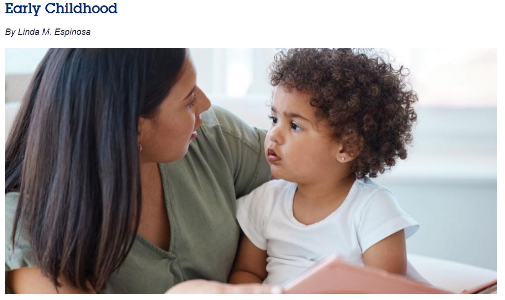 AFTteach's tweet image. By reading books and singing together, and using new words in conversation, families who speak a language other than English can build a foundation for their children’s early bilingualism. #AmericanEducator aft.org/ae/fall2023/es… #EarlyLiteracy #LiteracyMonth @AFTunion