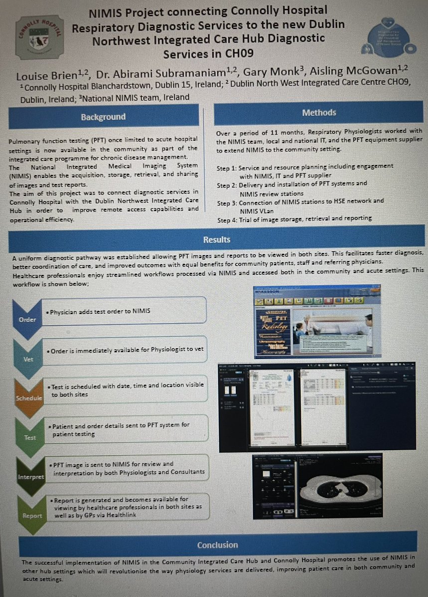 Aisling McGowan (@mcgowanaisling) on Twitter photo Poster presented by Louise Brien, Chief 1 Respiratory Physiologist at ITS 2023 on Nimis integration project Connolly hospital and Dublin north west integrated care hub <a href="/irishthoracicS/">Irish Thoracic Society</a> <a href="/HSCPConnolly/">HSCP Connolly</a> <a href="/HSE_NIMIS/">NIMIS</a> <a href="/NCPRespiratory1/">@NCPRespiratory</a> Poster presented by Louise Brien, Chief 1 Respiratory Physiologist at ITS 2023 on Nimis integration project Connolly hospital and Dublin north west integrated care hub <a href="/irishthoracicS/">Irish Thoracic Society</a> <a href="/HSCPConnolly/">HSCP Connolly</a> <a href="/HSE_NIMIS/">NIMIS</a> <a href="/NCPRespiratory1/">@NCPRespiratory</a>