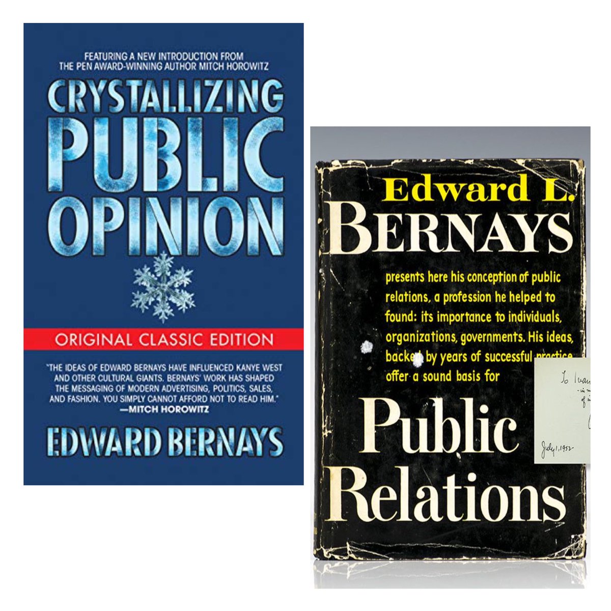 111a12io's tweet photo. @elonmusk @elonmusk 🤓 on this subject I highly recommend reading « PROPAGANDA » written [1928] by Edward Bernays [1891-1995]

#Bernays was referred to in his obituary as "the father of public relations"

📚 one of Sigmund Freud’s favourite nephew

🚬🗽 "Torches of Freedom" initiator 💅 https://t.co/n2Ee5jZnr5