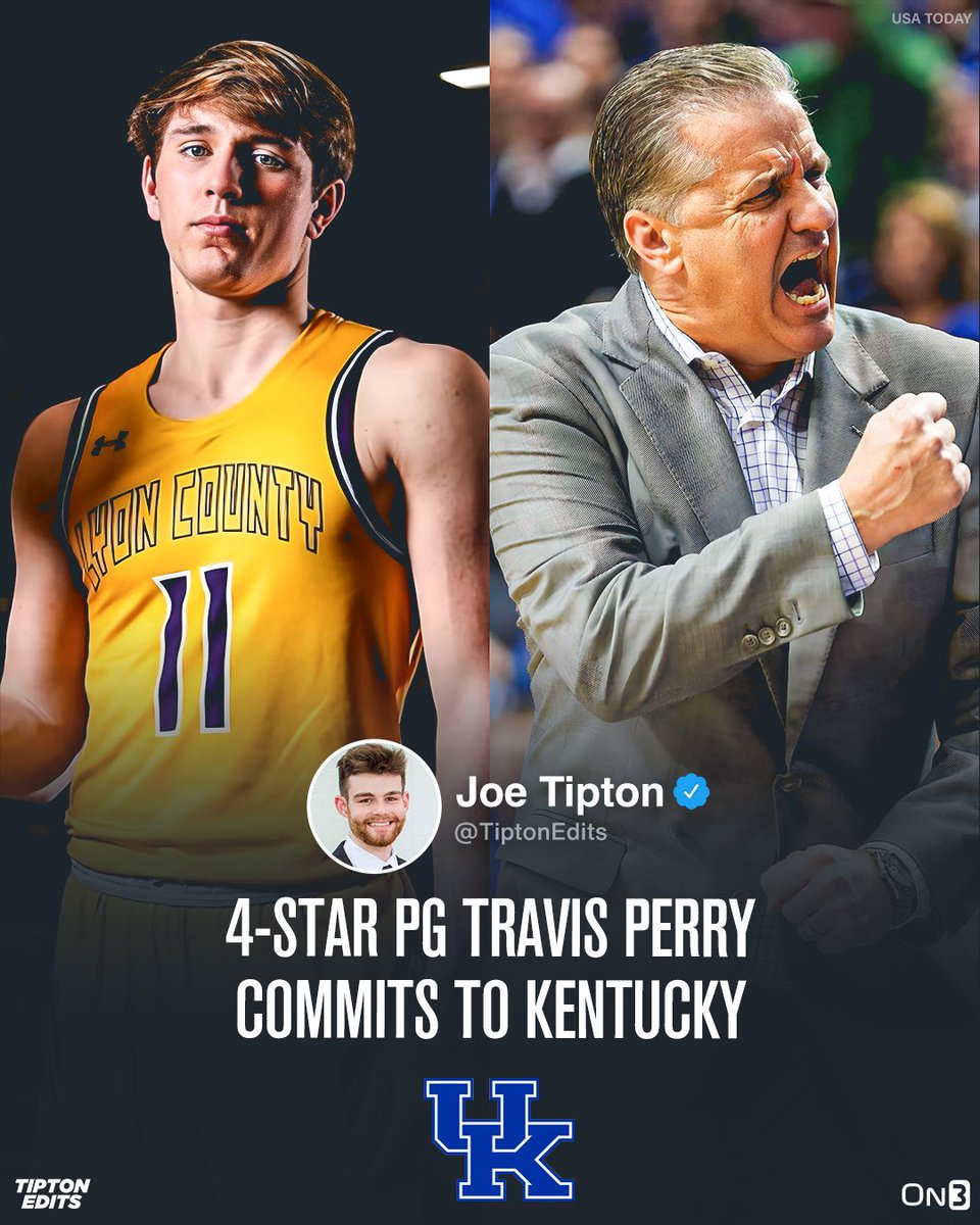 NEWS: 2024 four-star PG Travis Perry tells me he’s committed to Kentucky. The all-time leading scorer in Kentucky high school history chose the Wildcats over Alabama, Ole Miss, Cincinnati, and WKU. Story w/ quotes: on3.com/college/kentuc…