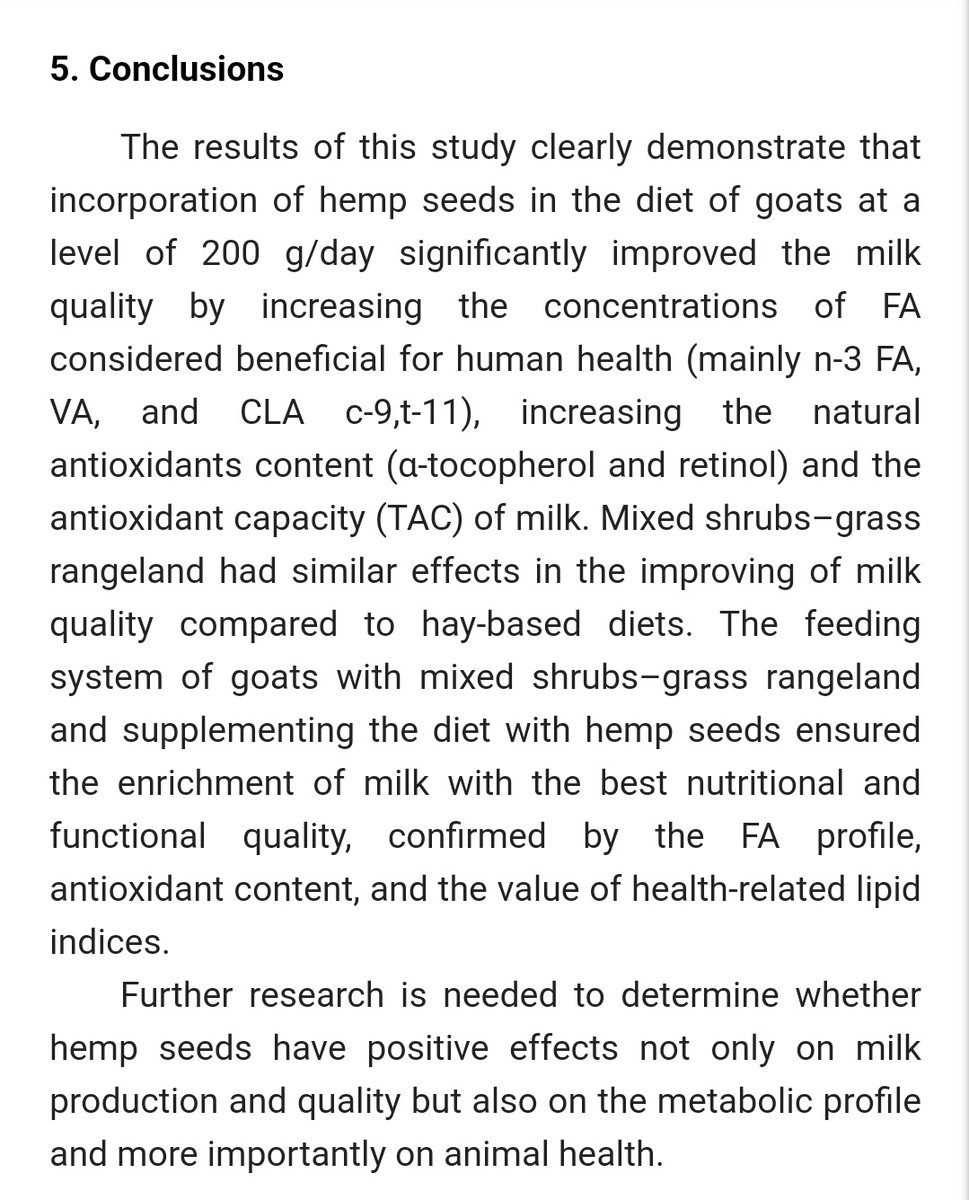 𝔊reenthumb 𝐖iżd☯︎m (kelly~rippel) (@greenthumb_one) on Twitter photo Effects of Hemp Seed on the Production, Fatty Acid Profile, and Antioxidant Capacity of Milk from Goats Fed Hay or a Mixed Shrubs–Grass Rangeland:
mdpi.com/2076-2615/13/2… #hemp <a href="/FeedHemp/">Hemp Feed Coalition</a> #animalhealth <a href="/KSUCVM/">K-StateVetMed</a> Effects of Hemp Seed on the Production, Fatty Acid Profile, and Antioxidant Capacity of Milk from Goats Fed Hay or a Mixed Shrubs–Grass Rangeland:
mdpi.com/2076-2615/13/2… #hemp <a href="/FeedHemp/">Hemp Feed Coalition</a> #animalhealth <a href="/KSUCVM/">K-StateVetMed</a>