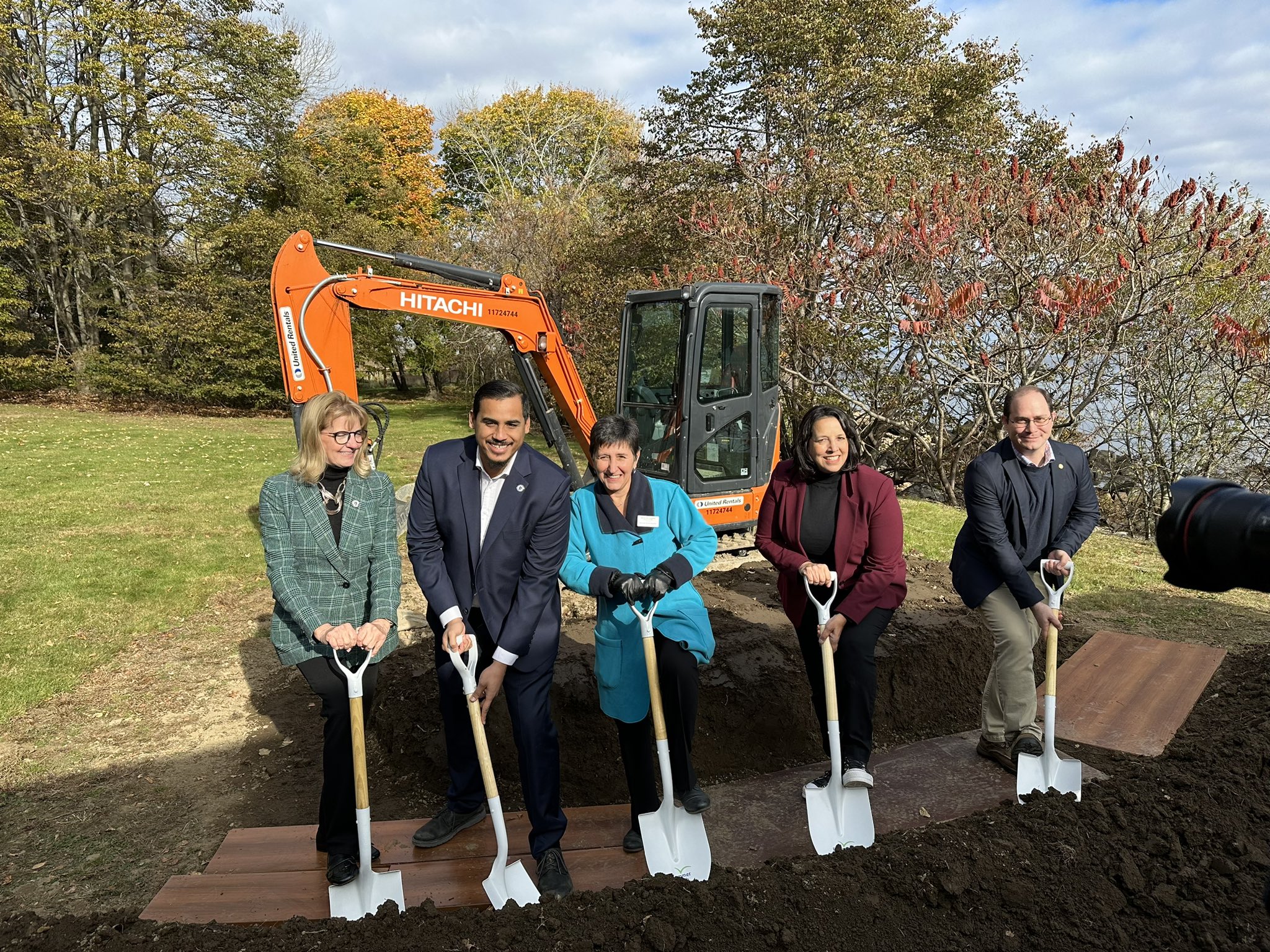 LG Driscoll and others with shovels at Plummer Youth Promise groundbreaking.