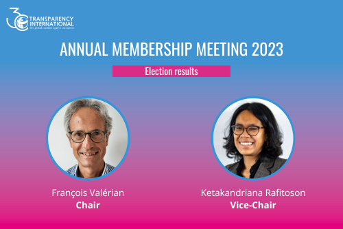 DeliaFerreira's tweet photo. Congratulations @FrancoisValeri3 new Chair of @anticorruption, and to @KeRafitoson the newly elected Vice-chair. 
It has been an honor for me to serve as Chair of TI as a team with @RuebenLifuka as Vice-Chair. https://t.co/mMUfd11ZtU