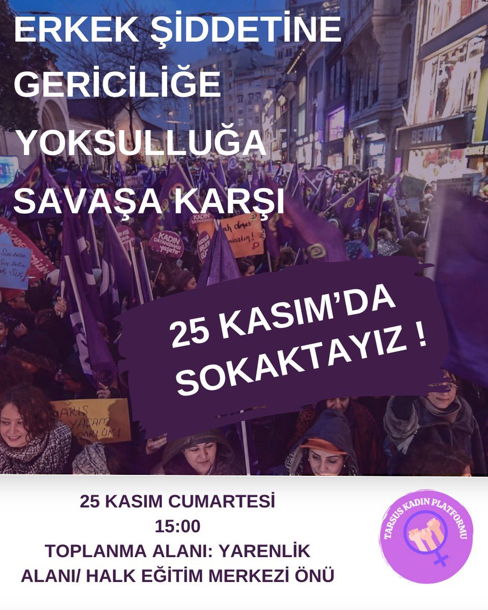 tkadinplatformu's tweet photo. Erkek şiddetine, gericiliğe, yoksulluğa, savaşa, kutsal aile dayatmalarıyla kazanılmış haklarımıza saldıranlara karşı #25Kasım'da sokaktayız. 
#Susmuyoruzkorkmuyoruzitaatetmiyoruz!

🗓️25 Kasım Cumartesi
🕕 15:00
📍 Yarenlik Alanı Halk Eğitim Merkezi Önü https://t.co/0CX1114kvl