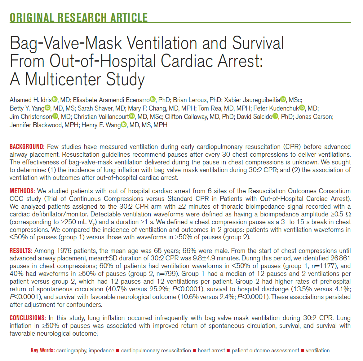 🚨 New Multicenter Study on Bag-Valve-Mask Ventilation in Out-of-Hospital Cardiac Arrest 🚑

🔍 Researchers explored the effectiveness of bag-valve-mask ventilation during 30:2 CPR pauses.

📊 Findings: Better lung inflation in ≥50% of pauses = Higher rates of spontaneous