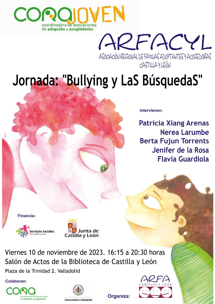 Este fin de semana hemos celebrado en Valladolid (organizada por <a href="/Arfacyl_Org/">arfacyl.org</a> ) nuestra 47 Asamblea de CORA. La jornada previa ha sido organizada por el grupo de CORA  Joven (personas jóvenes adoptadas y acogidas de nuestras asociaciones).
¡¡¡Necesitamos escucharlas!!!