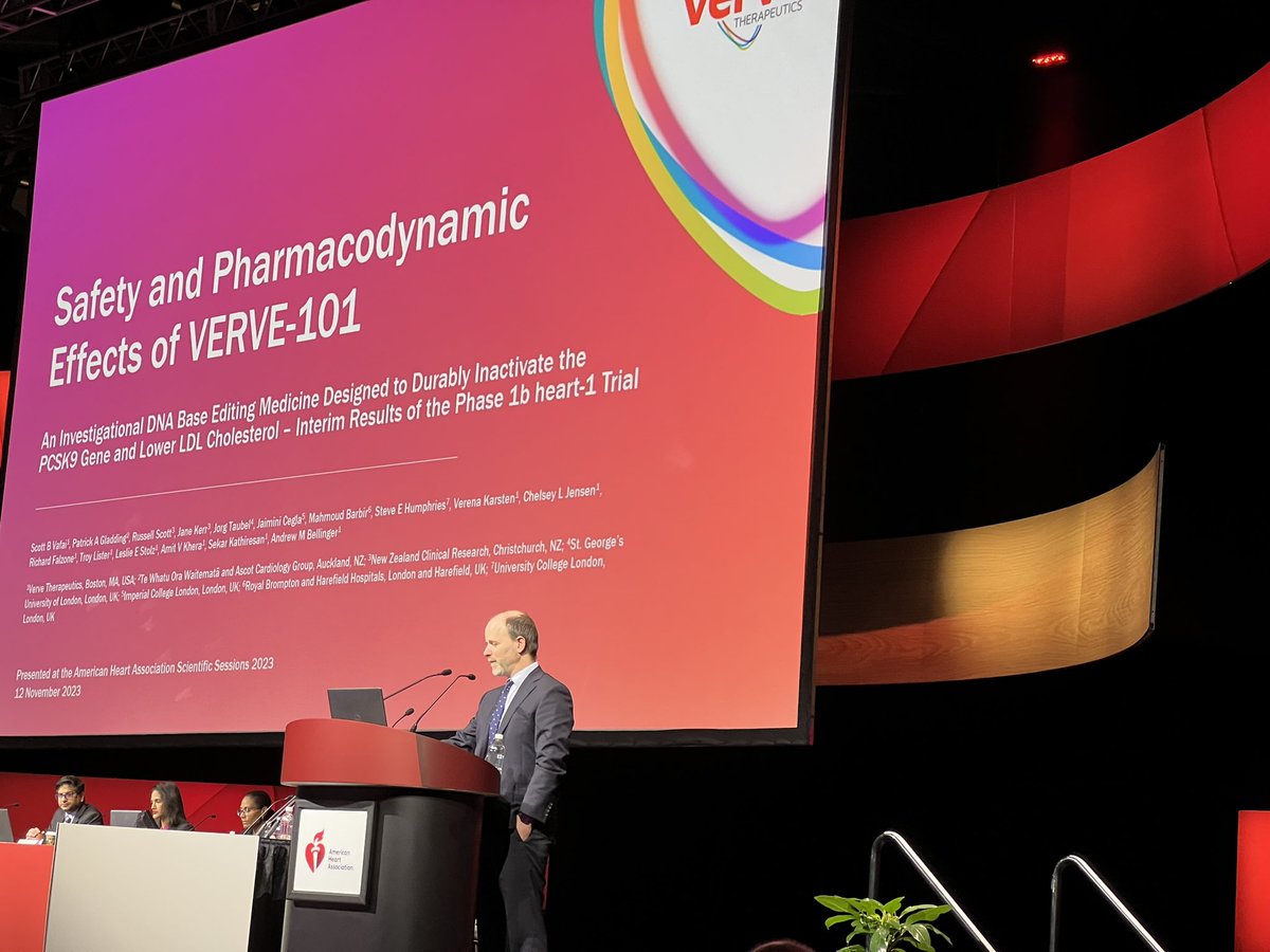kiranmusunuru's tweet image. The culmination of 10+ years of work to use #CRISPR gene editing to fight heart disease!

@ambellinger @VerveTx $VERV presenting the interim data from the ongoing heart-1 Phase 1b clinical trial of VERVE-101 base editing for HeFH patients, at #AHA23 now.

Let’s start!

🧵