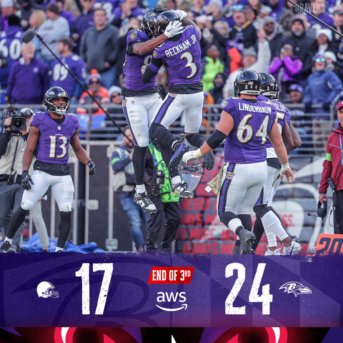 We're up 24-17 heading to the 4th.