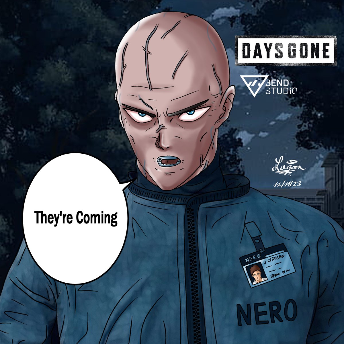 GabeLogan3D's tweet photo. They're Coming !!! James O'Brian ✍️🏻
#DaysGone #Bend30 #obriandaysgone #daysgonegame #daysgonefanart #daysgoneart #bendstudio #bendstudiosgames #PlayStation #pcgaming #CLIPSTUDIO #digitalart #fanart https://t.co/mZwCZOE47P