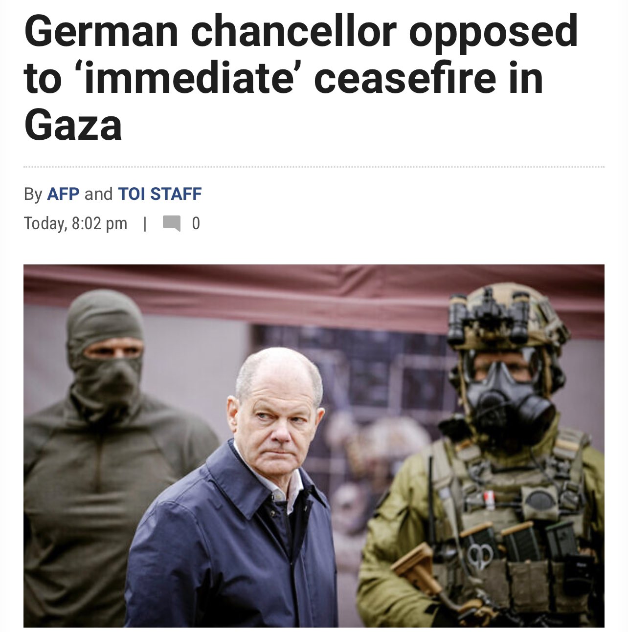 德国总理萧兹：反对加萨「立即」停火