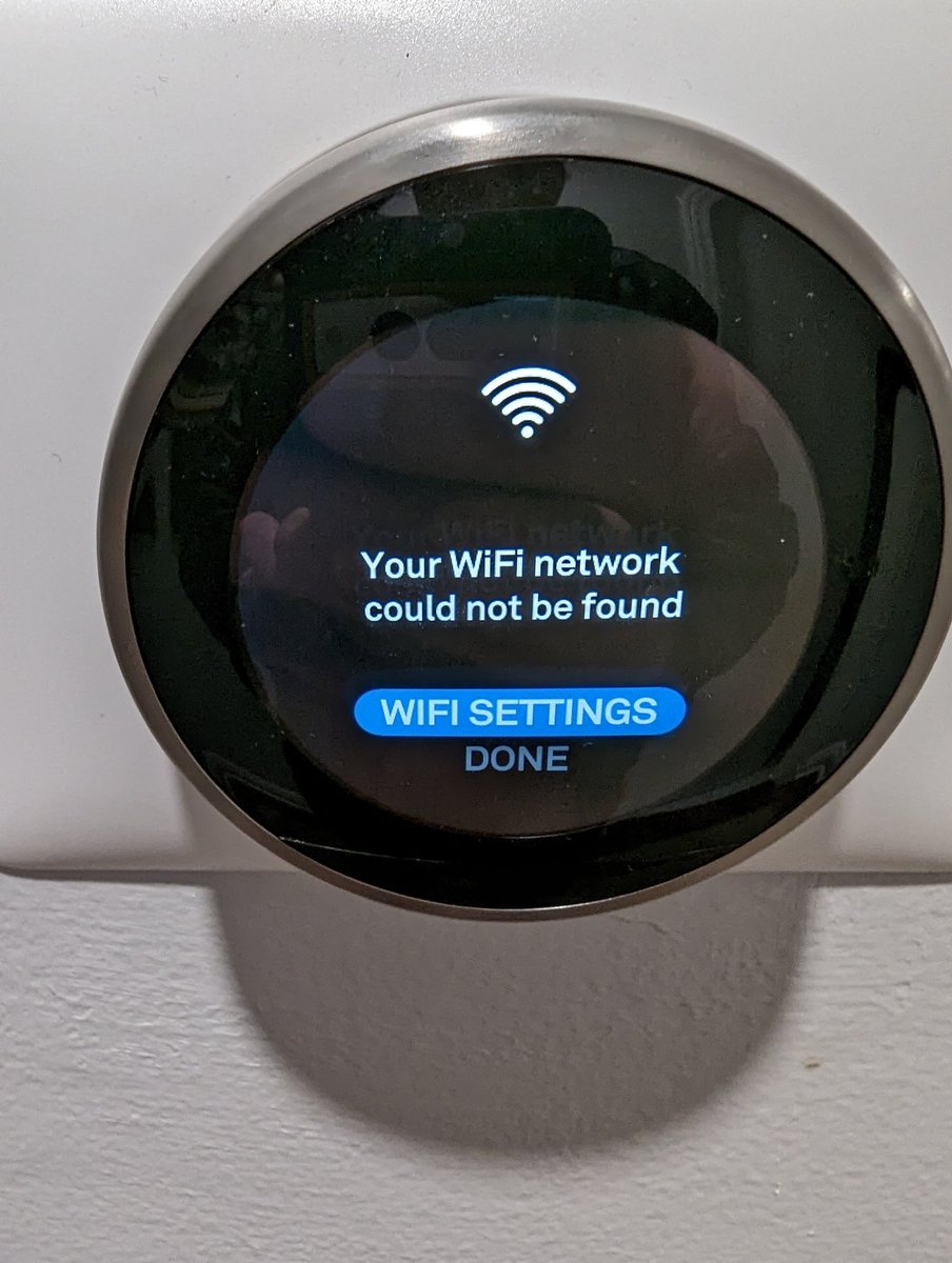 Phoenix_1337's tweet photo. @googlenesthelp So this is what I see. It searches for a long while, then says it can't find any networks. Attempting to manually connect by entering ssid and password doesn't work either. I've also attached a screenshot from my phone of the networks in range. https://t.co/Imy0pnwte9