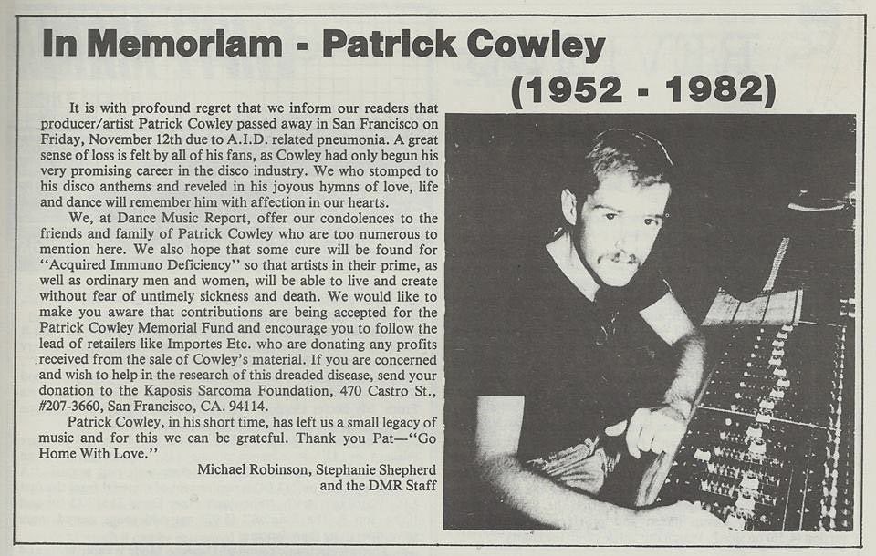 darkentriesrecs's tweet photo. Remembering Patrick Cowley (Oct 19, 1950 - Nov 12, 1982) who passed away 41 years ago today from AIDS-related illness. We honor his legacy and preserve his contributions to electronic music that forever changed the dance world. https://t.co/MYqibEQQaD