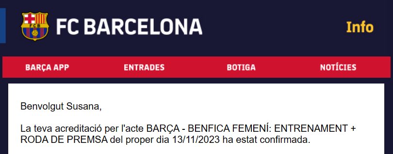 💥FC BARCELONA FEMENINO💥
#UEFAWomensChampionsLeague 

Mañana por la mañana estamos acreditados en el entreno y rueda de prensa, previa al Barça - Benfica.

Seguimos trabajando!💪🏽
Força Barça

@susanagallego_