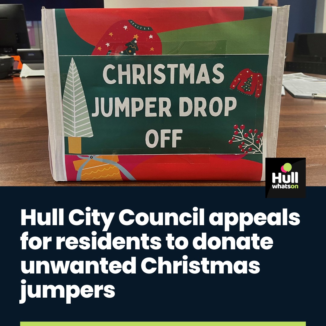 Hull City Council is appealing for residents to donate unwanted children’s Christmas jumpers to help local families and keep textiles out of wheelie bins. Link in bio or 👉 hullwhatson.com/hull-city-coun…