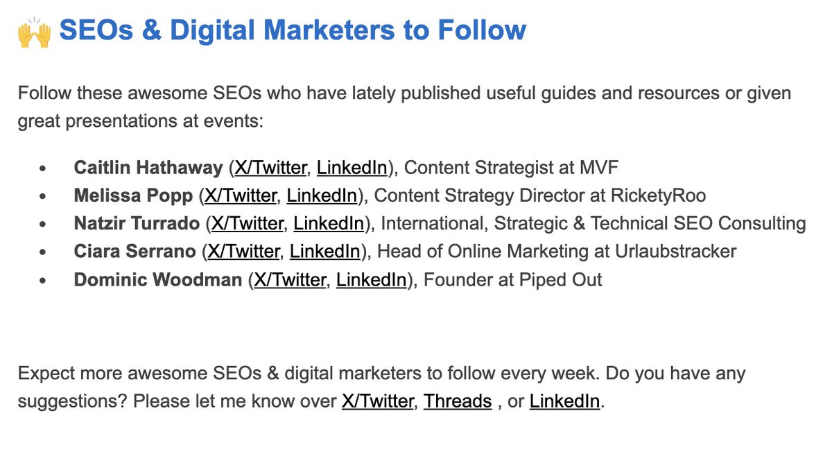 aleyda's tweet photo. @lilyraynyc @JShehata @davewsmart @brightonseo @BillieGeena @rvtheverett @sarafdez @kameleonjournal @SequinsNsearch @TaylorDanRW @freddiechatt @BibiBuzzCom @THCapper @jonoalderson @nikrangerseo @Suzzicks @jessthebp @SophieBrannon @amandaecking @mira_inam @cyberandy @jdevalk @MaryaKazakova1 @markcandour @NicoleCPonce @screamingfrog @di_ry @MrDannyGoodwin @MediaWyse @rollerblader @ViperChill @seovision @JNesterets @LoukilAymen @Adoubleagent @bertiecharlton @Giridja @UlrikaViberg @adrianakstein @Maria_Amelie @AlizeeBaudez @isaline_margot @poppupwriter @LaCuochina @RyanJones ... this week's #SEOFOMO awesome SEOs to follow are: 

@CaitlinTheSEO 
@poppupwriter 
@natzir9 
@ciara_serrano 
@dom_woodman 

Follow. Them. Now. 🤩🔥🙌 https://t.co/Kc6bRtjkI1