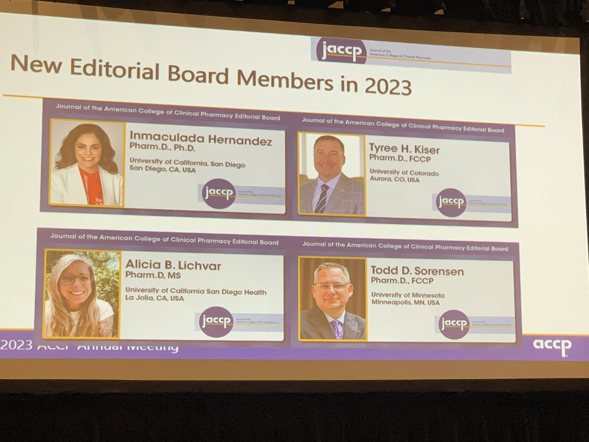 Congratulations to @tykiser for his appointment to the @JACCPJournal editorial board. Your expertise and service is greatly appreciated! @CUPharmacy #accpam23 @ACCP