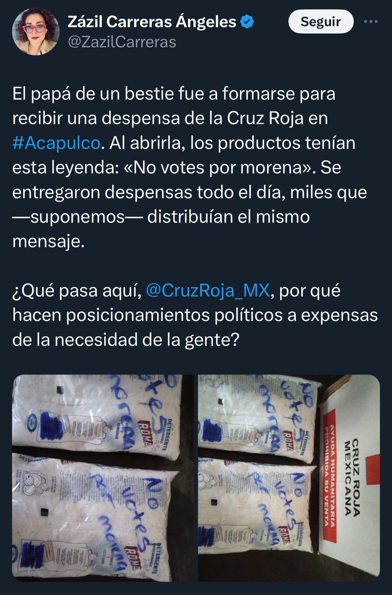 GRIN_RR's tweet photo. ¿Qué tan mezquino se debe ser para acusar a la @CruzRoja_MX de tomar bandera política por entregar la ayuda humanitaria que el @GobiernoMX se negó a entregar?
Estos son los sectarios morenistas de cuerpo entero.
#ElPeorGobiernoDeLaHistoria
#NiUnVotoAMorena2024 https://t.co/ohzC1xd7Bh