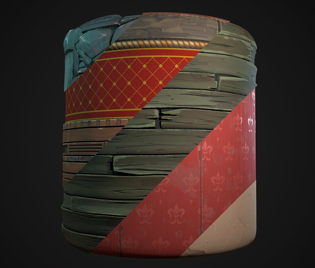 I did something.. Startet out as a simple material study but ended in something bigger. artstation.com/artwork/LRVPRk
#environmentart #stylizedart #stylized #texturing #SubstanceDesigner #materialart #gameart