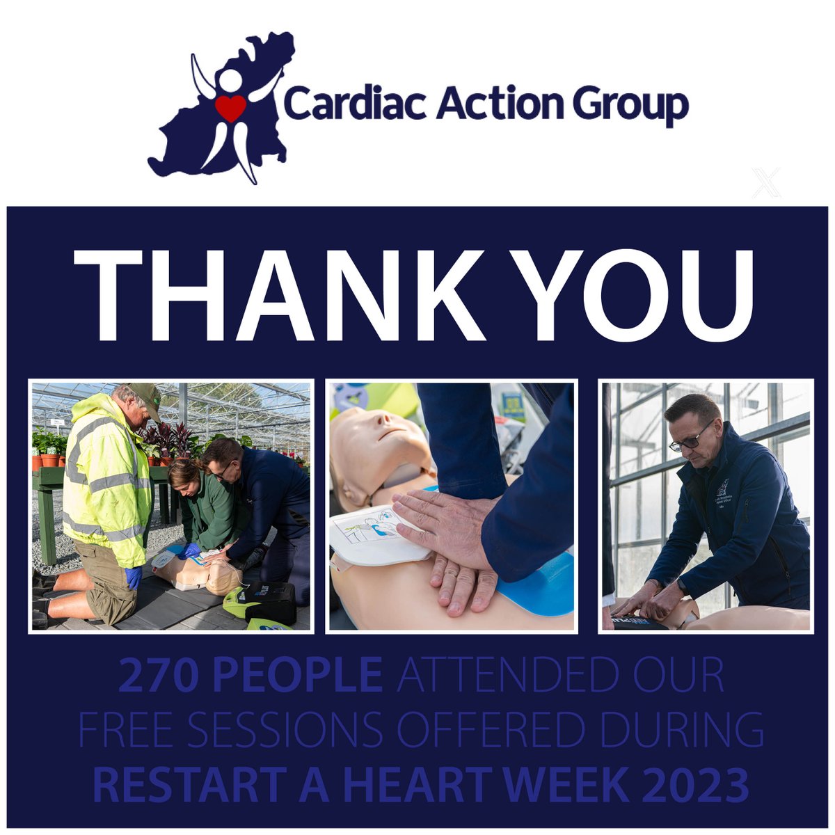 Cardiac Action Group (@cardiacaction) on Twitter photo 🙏 A big thank you from the <a href="/CardiacAction/">Cardiac Action Group</a> Group!
We would like to say a very big thank you to the 270 people who took the time out of their busy schedules to attended one of our free CPR & AED Demonstrations held during Restart a Heart Week 2023.
cag.org.gg 🙏 A big thank you from the <a href="/CardiacAction/">Cardiac Action Group</a> Group!
We would like to say a very big thank you to the 270 people who took the time out of their busy schedules to attended one of our free CPR & AED Demonstrations held during Restart a Heart Week 2023.
cag.org.gg