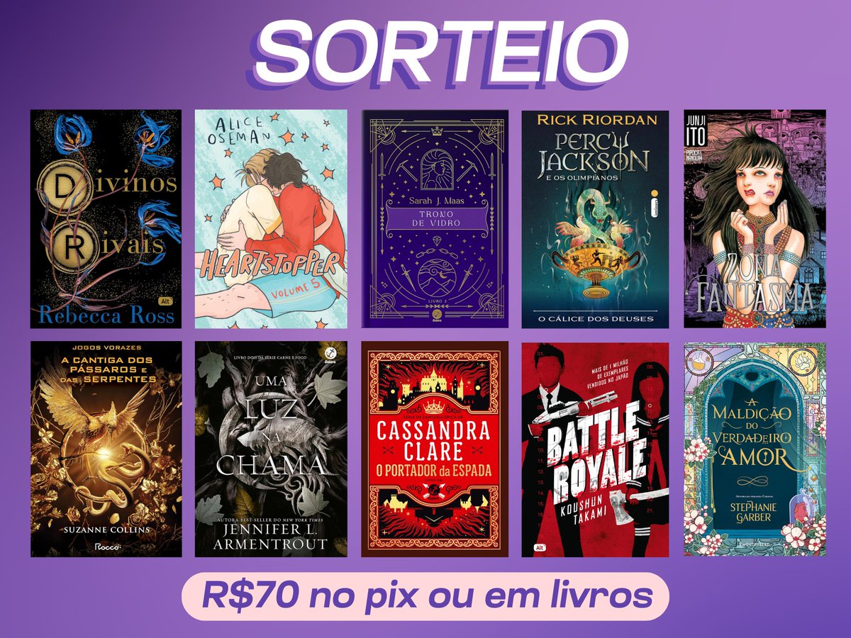 📚 SORTEIO 📚 🏆 Prêmio: R$70 no PIX ou em livros da sua escolha! — Regras: 💜 Nos seguir 💜 Repostar esse tweet 💜 Entrar no nosso canal no Telegram: t.me/phunters 📅 Resultado: 02/12. Boa sorte, hunters!