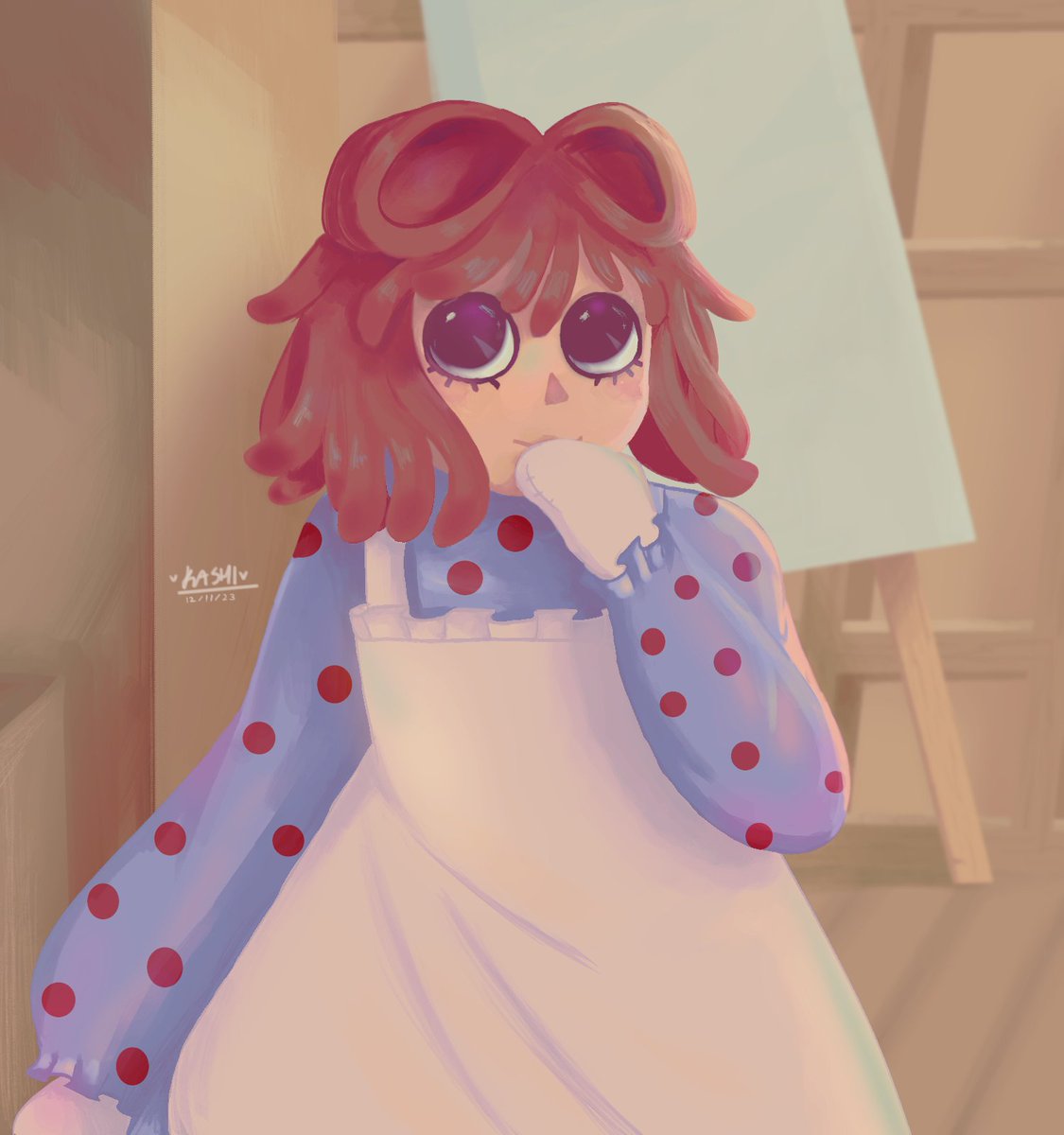 Dibujé una Raggedy Ann pq
Me obsesioné con ella pipipi

#RaggedyAnn #Fanart