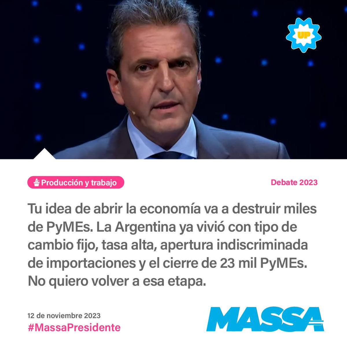 CristinaLivreBR's tweet photo. #MileiNoVillarruelTampoco proponen el mismo plan económico de Martínez de Hoz. "Lo nuevo" es un verso, ya nos hambrearon y lo volverán a hacer. Insiste en el #DebatePresidencial con lo mismo. Por eso, para salvar la industria y los puestos de trabajo #MassaPresidente https://t.co/CSwzmtWnB3