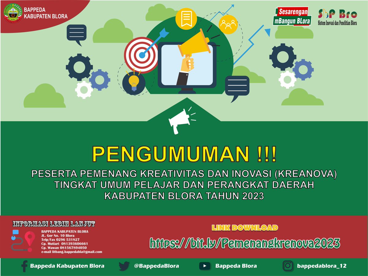 litbang.blorakab.go.id/warta/pengumum…
Pemenang Krenova Tahun 2023