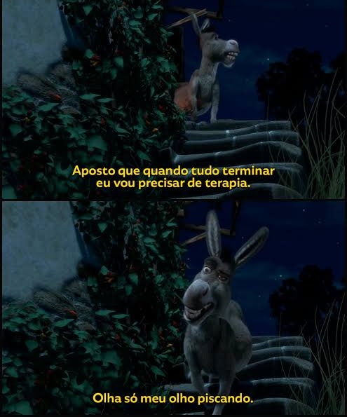 Vou precisar de terapia. Olha só o meu olho piscando - Burro Shrek 