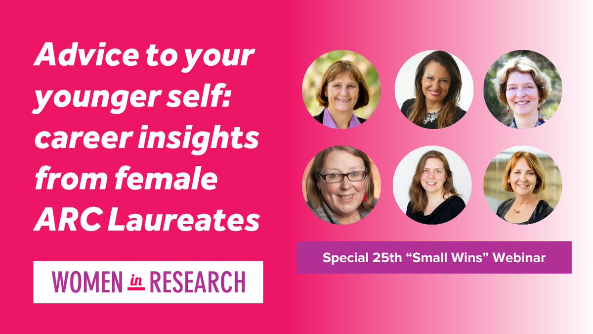 Women in Research (Australia) (@womenresearchau) on Twitter photo #WEBINAR on 17 Nov π»'What advice would you give to your #younger #academic self?'
Featuring 6οΈβ£ women <a href="/arc_gov_au/">Australian Research Council</a> laureates: Profs @sharonkparker, <a href="/LarissaBehrendt/">Larissa Behrendt</a>, Karen Thorpe, Margaret Jolly, Martina Stenzel & Katherine Demuth.
Register: womeninresearch.org.au/event-details/β¦ #WEBINAR on 17 Nov π»'What advice would you give to your #younger #academic self?'
Featuring 6οΈβ£ women <a href="/arc_gov_au/">Australian Research Council</a> laureates: Profs @sharonkparker, <a href="/LarissaBehrendt/">Larissa Behrendt</a>, Karen Thorpe, Margaret Jolly, Martina Stenzel & Katherine Demuth.
Register: womeninresearch.org.au/event-details/β¦