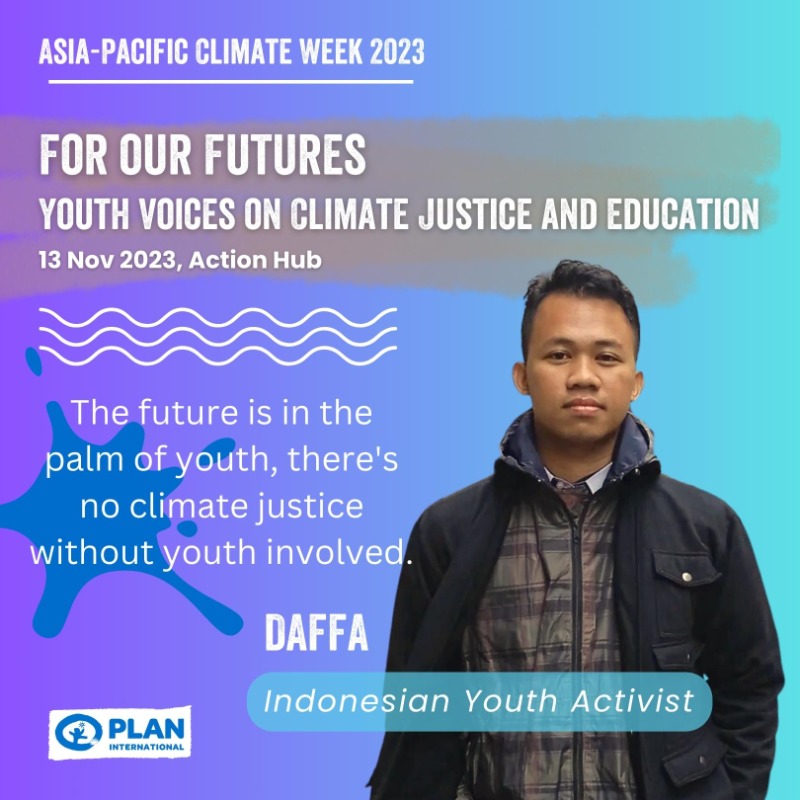 Plan International Asia-Pacific (@planasiapacific) on Twitter photo 🎉NOW HAPPENING
The Asia-Pacific Climate Week 2023 has started!
💪Let’s hear youth activists from Indonesia, Nepal, and Australia share how the climate crisis has impacted their education.
<a href="/PlanIndonesia/">Plan Indonesia</a> <a href="/PlanAustralia/">Plan International Australia</a> <a href="/PlanNepal/">Plan International Nepal</a> 🎉NOW HAPPENING
The Asia-Pacific Climate Week 2023 has started!
💪Let’s hear youth activists from Indonesia, Nepal, and Australia share how the climate crisis has impacted their education.
<a href="/PlanIndonesia/">Plan Indonesia</a> <a href="/PlanAustralia/">Plan International Australia</a> <a href="/PlanNepal/">Plan International Nepal</a>