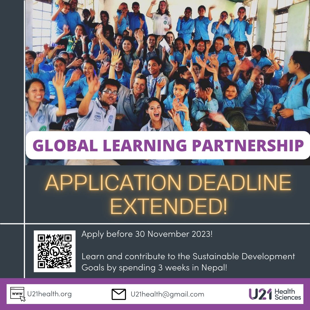 The application deadline for the 2024 Global Learning Partnership has been extended to 30 Nov 2023. Program Dates: 3 – 36 Mar 2024. Don’t forget, there are 3 scholarships of US$1,000 available. u21health.org/global-learnin… #U21health #U21HealthSciences #GlobalLearningPartnership