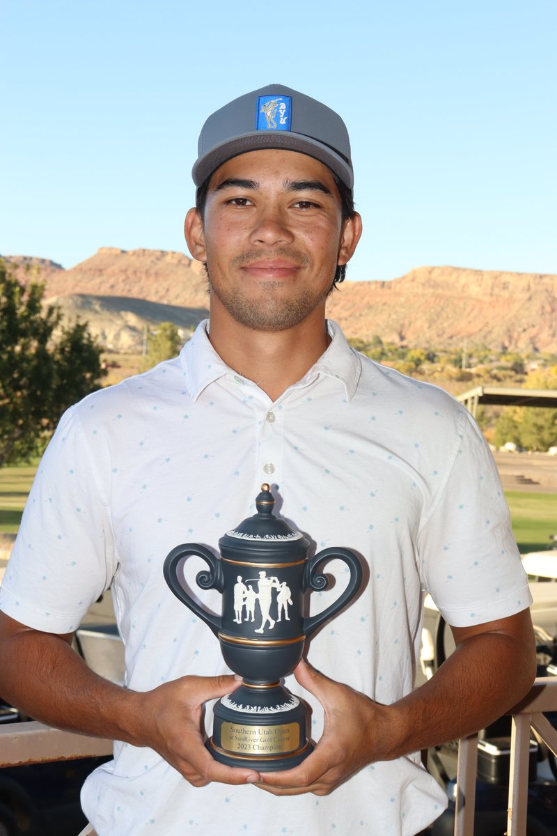 BYU's Keanu Akina won the Southern Utah Open at SunRiver Golf Club today on rounds of (-12) 66-64 - 130, two strokes better than low professionals Pete Stone and Hayden Christensen. 
Scores &amp; Division champions:
tinyurl.com/3h2rzzym #utahgolf