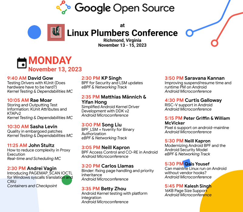 🔴 #LinuxPlumbers Conference is LIVE!

Join us either online or in-person for 3 days of sessions on kernel subsystems, core libraries, windowing systems, and much more.

Check out the Day 1 schedule ➡️ goo.gle/47sDTIy