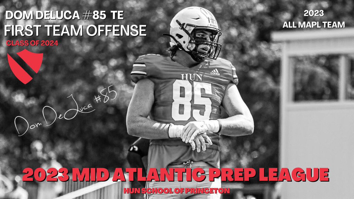 Congratulations to 2024 <a href="/Dom_DeLuca9/">Dominic DeLuca</a> on being named First Team All MAPL Tight End. The total package.  A true hand in the dirt TE that can dominate the line of scrimmage or beat you in the pass game. #HunFootball #Family