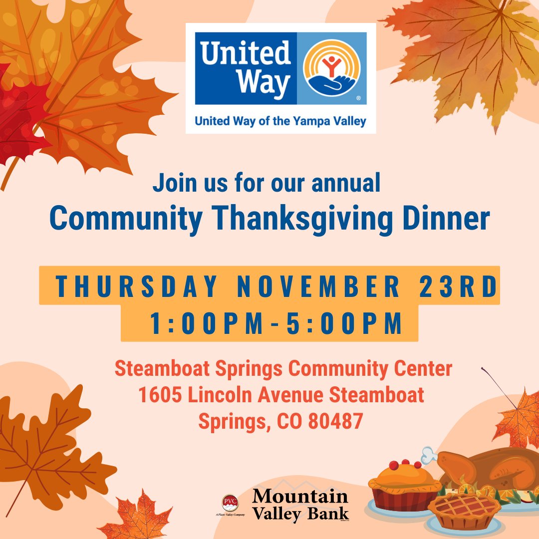 Join friends and neighbors for a beautiful turkey dinner with homecooked traditional sides. We are ready to feed hundreds of families. The dinner is free, thanks to community volunteers, and food donations.

unitedwayoftheyampavalley.org/thanksgiving/