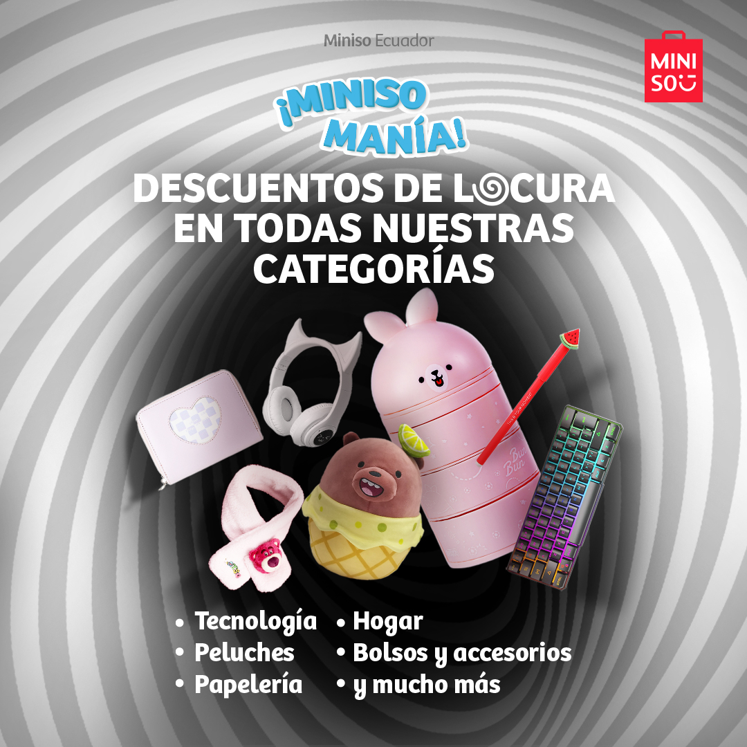 Pen Pen piensa que 1 solo día de descuentos es muy aburrido, por eso canceló el Black Friday y te trae la Miniso Manía, ¡7 días de descuentos de locura!
Tus productos y colecciones favoritas te esperan en todas nuestras tiendas físicas desde el 13 de noviembre al 10 de noviembre.