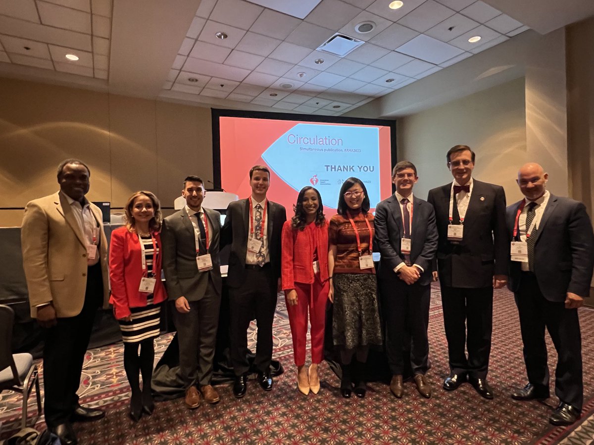 What a great weekend at #AHA23. Proud to be a finalist for the AHA Laennec Clinician Award. Presenting with @SeanMurphyMBBCh @GiselleSA_MDPhD @DrReySanchez and Joyce Han. Thanks to support from @keaglemd @KatherineFell4 @KentSBrummel and @UMichCardiology