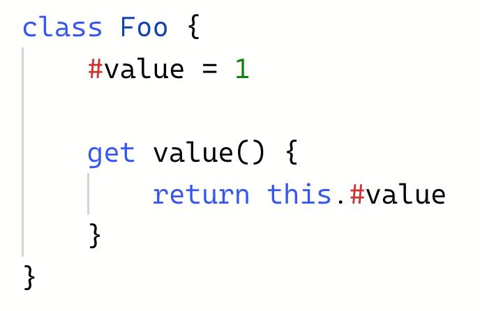 # in the name of private fields in JavaScript is just part of the name, not an access modifier: