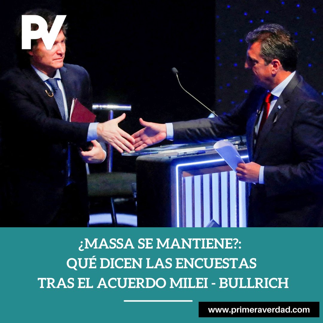 PrimeraVerdad's tweet photo. 📦 #Balotaje: A menos de diez días del balotaje entre Sergio Massa y Javier Milei comienza la guerra de encuestas que intentan pronosticar quién será el próximo presidente de Argentina.  
#Noticias #PrimeraVerdad #Encuestas #SergioMassa 

👉 https://t.co/600E5VoDaM https://t.co/qITB5bB4Z0